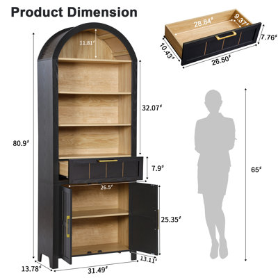 Aterlia 80.9" Arched Storage Bookcase