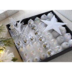 BANBERRY Designs Big Snowflake Decorations - Set of 10 Foam White Glitter Snowflakes - 12 Foam Snowflake - Snowflakes Window Decorations - Craft