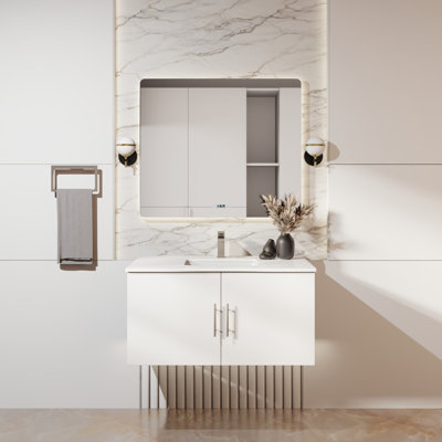 Ensemble de meuble-lavabo simple 24 po avec plateau et miroir Geneva