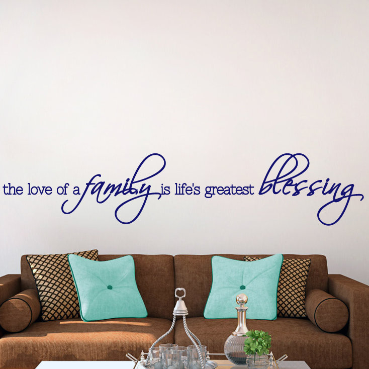 Décalcomanie murale « love of a family », Bleu marine