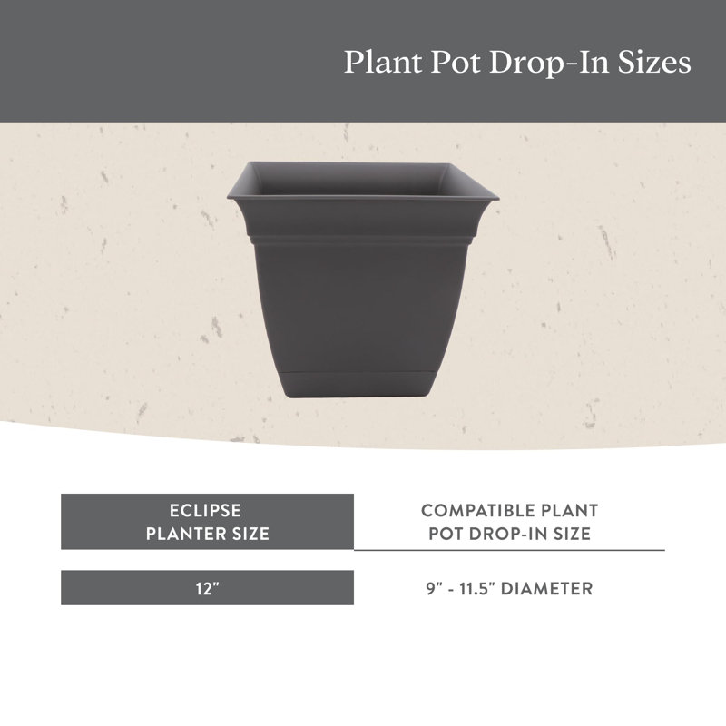 Jardinière carrée en plastique avec sauce, Noir