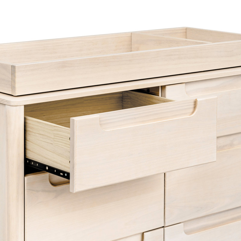 Yuzu Crib, 3 Drawer And 6 Drawer Dresser Set, Washed Natural