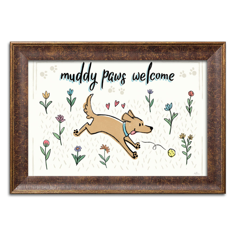 «Dogs in the Garden I», impression, H 12 po x l 18 po x P 1,5 po, Papier avec cadre noir