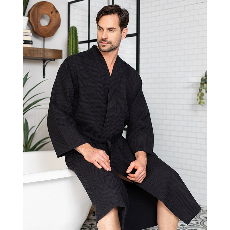 Peignoir gaufré LOTUS LINEN, TTTG, Noir