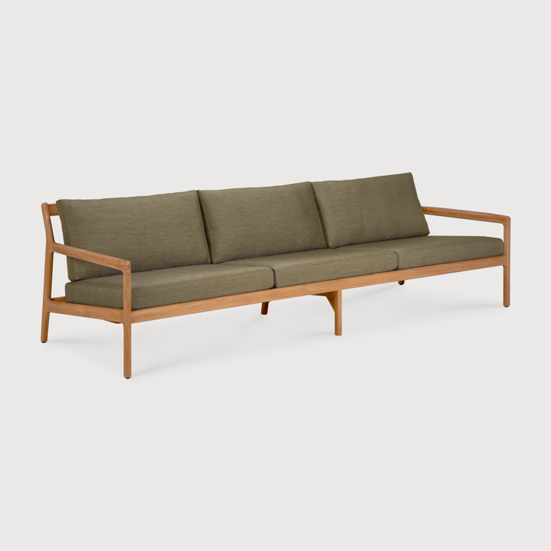 Jack Outdoor Outdoor 3 - Seat Patio Sofa, Teak, Green