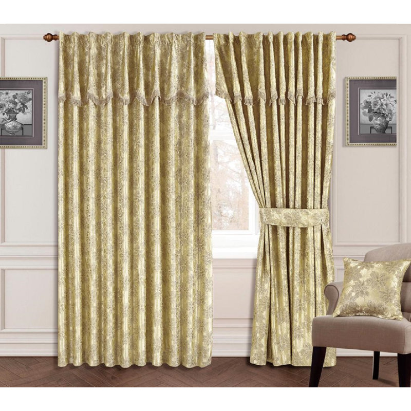 Dunaway Room Darkening Curtain Pair, 168cm Width x 183cm Drop, Gold