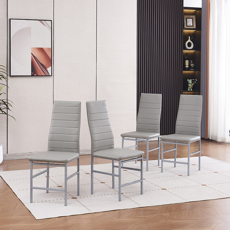 Aireona 45cm H Upholstered Metal Parsons Chair, Grey, Grey
