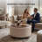 30" W Upholstered Round Storage Ottoman Coffee Table with Wood Legs-366676290