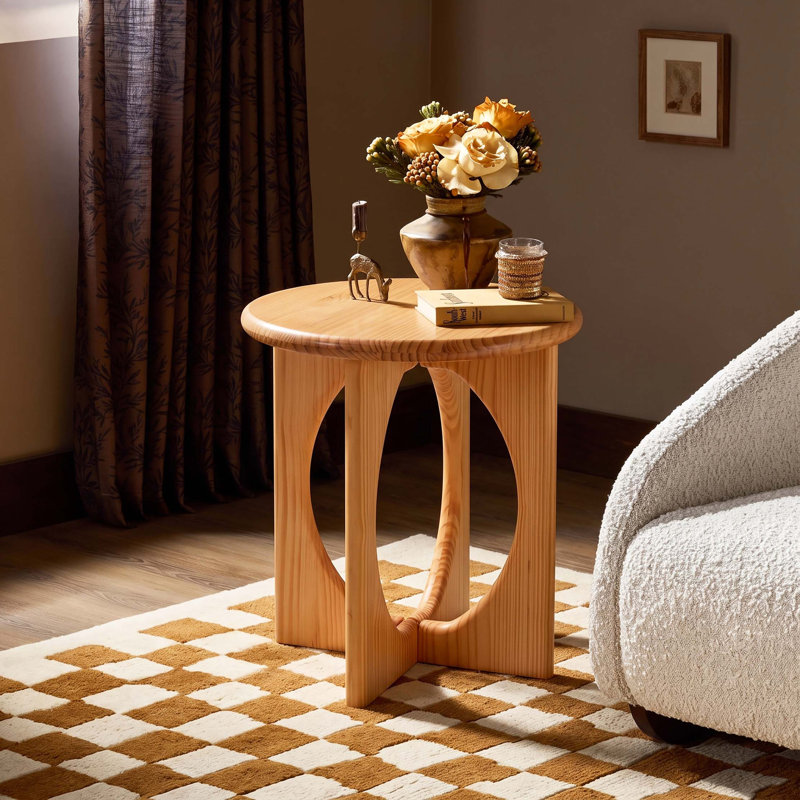 Table d'appoint géométrique moderne en pin