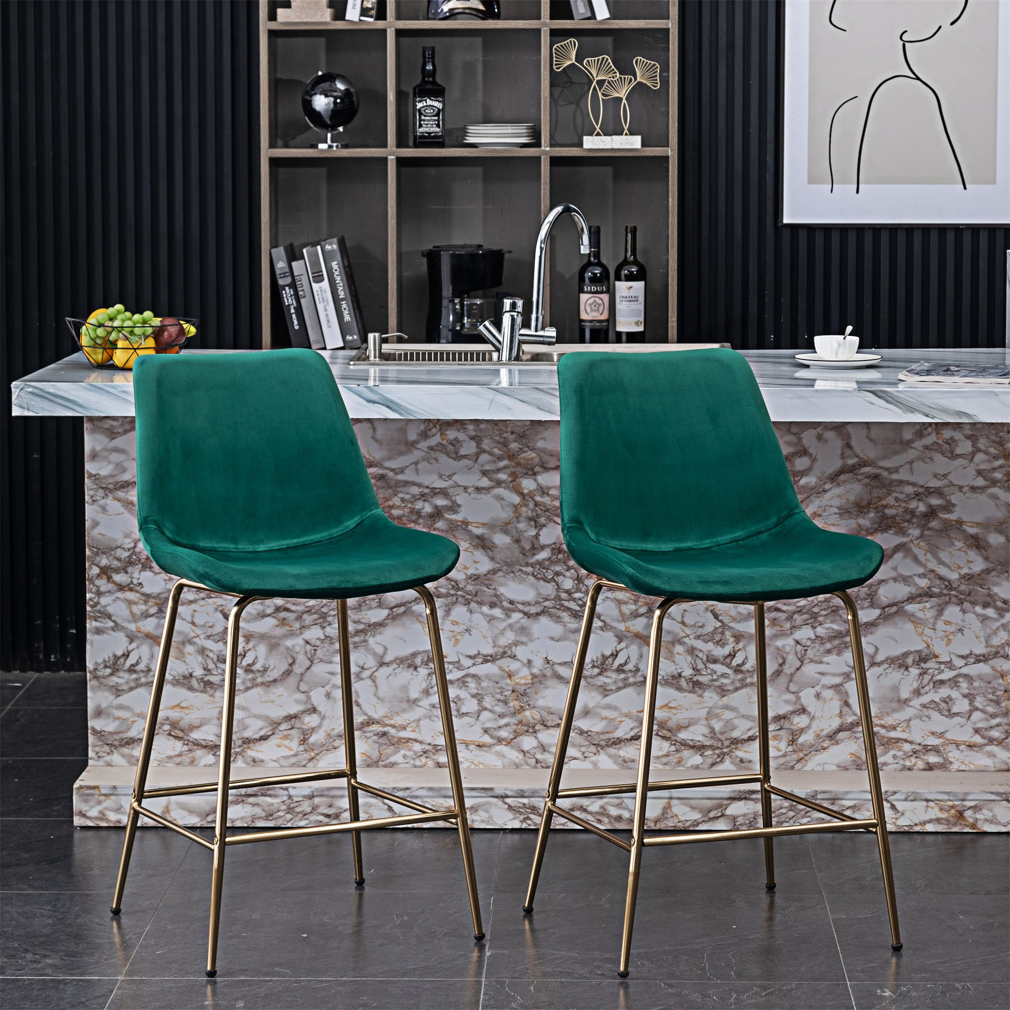 Everly Quinn Modern Counter Height Stool,Set of 2 | Wayfair