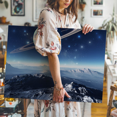 Canvas In A Breathtaking Depiction Of Earth From The Cosmic Abyss Wall Art The Vibrant Blue Planet Sparkles Under The Soft Glow Of Canvas Wall Art