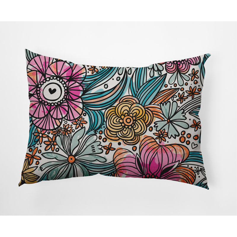 Coussin lombaire intérieur / extérieur Flower Melange, Orangé