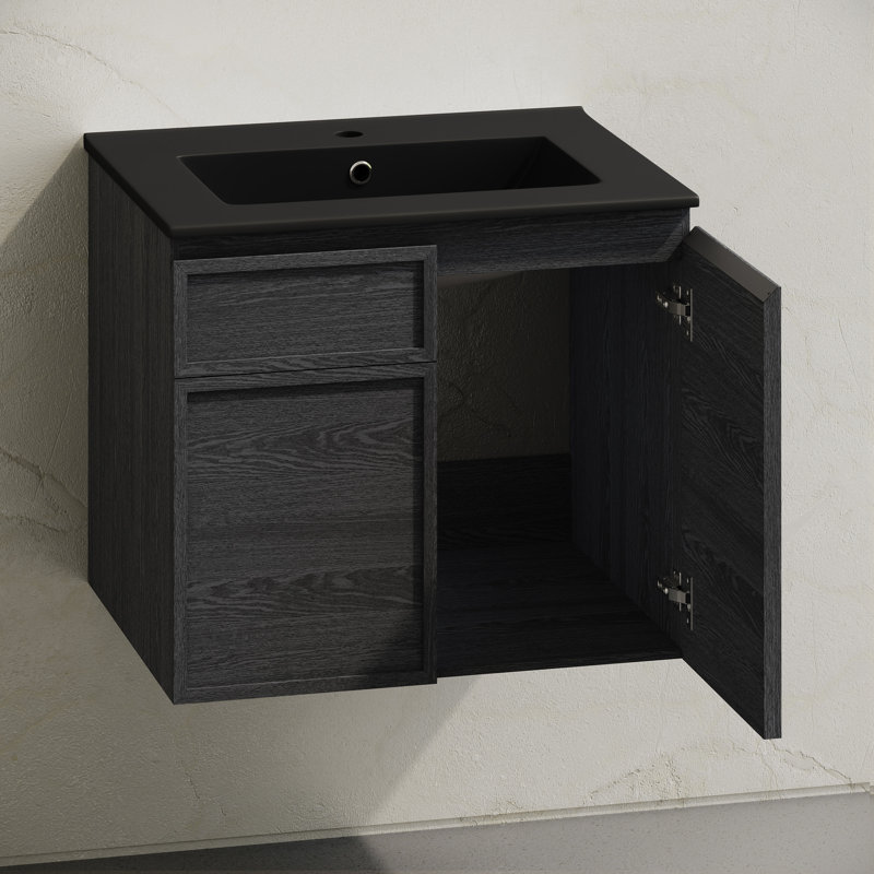 Meuble-lavabo mural 24 po St. Tropez, Noir, Noir, 24"