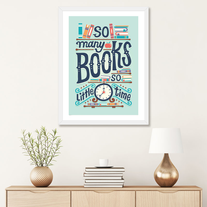 «So Many Books» par Risa Rodil - reproduction d'art textuel, Papier encadré blanc, Blanc, H 32 po x l 24 po x P 1 po