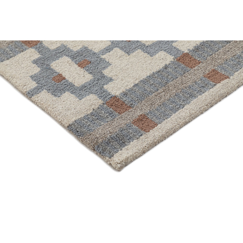 Gray and Brown Hand-Tufted Wool Runner Rug