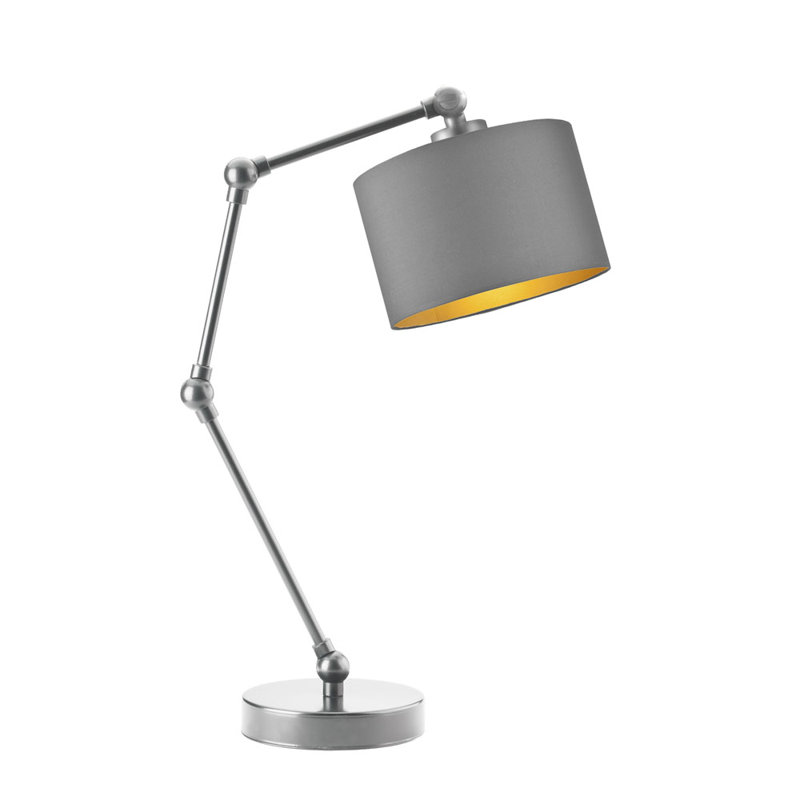 Asmara Adjustable Metal Desk Lamp, Grey, Silver