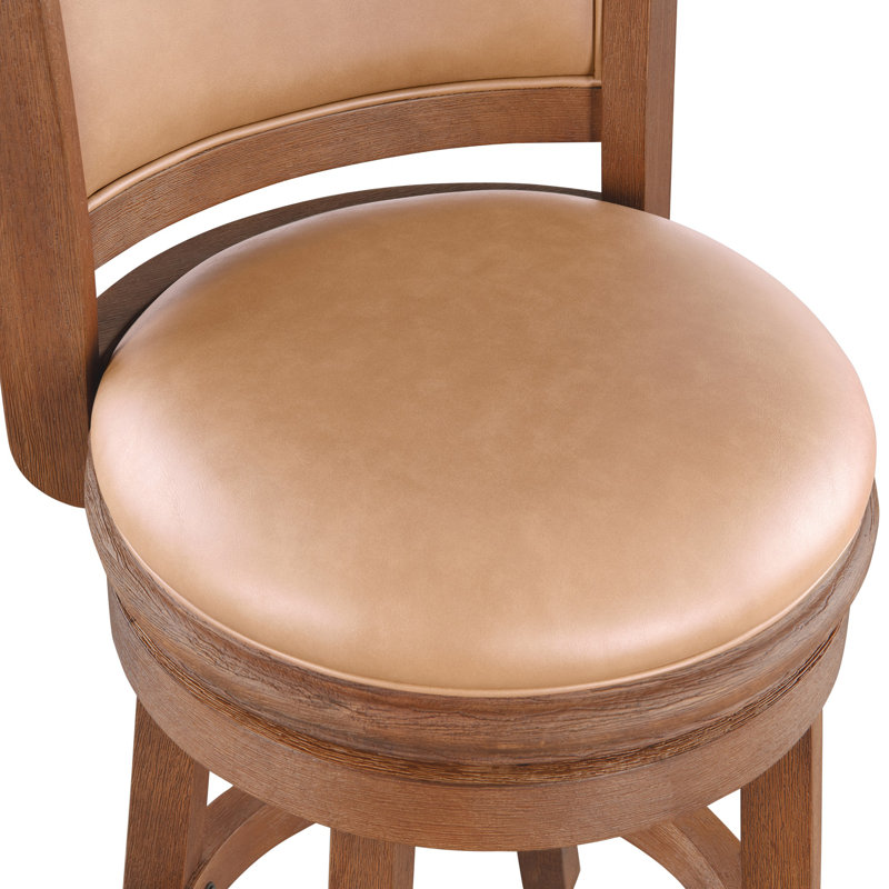 Comptoir pivotant, bar et très grand tabouret en bois Analuz, Châtaignier brossé au métal, Brun clair