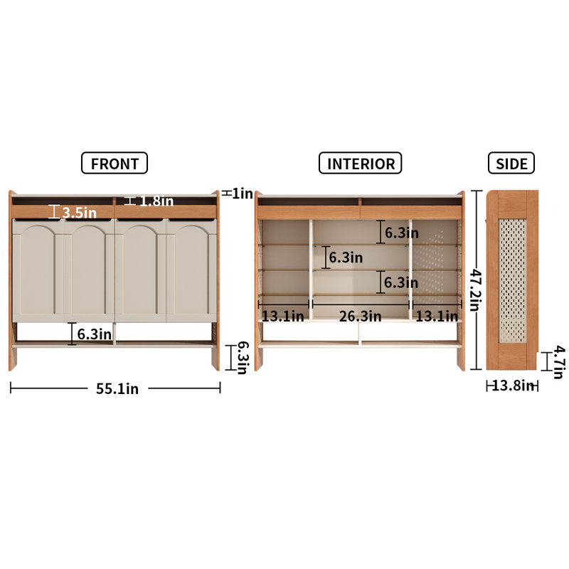 Armoire de rangement pratique pour chaussures en fer et bois massif