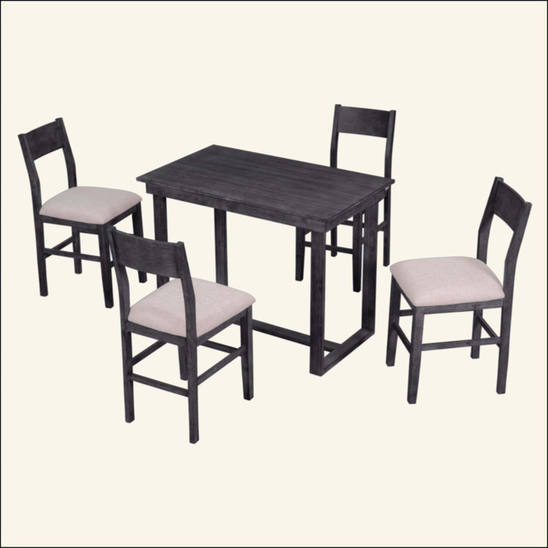 Ensemble de table de salle à manger à hauteur de comptoir 5 pièces Farmhouse avec 1 table rectangulaire et 4 chaises pour petits espaces