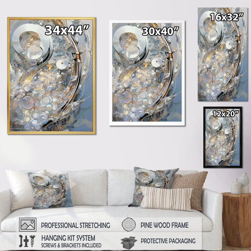 Argent et or, montre Luxuy I sur toile, Toile tendue, H 20 po x l 12 po