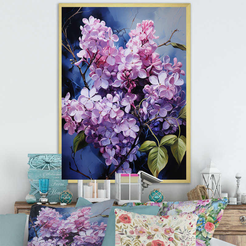 Lilas, minimalisme, rêve sur toile, H 20 po x l 12 po x P 1 po, Cadre doré simple