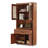 63" Walnut Full Home Office Set, Height Adjustable Standing Desk with Storage Cabinet, Bookcase & Ergonomic Executive Office Chair