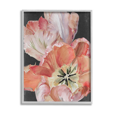 «Pink Hibiscus Petals Blooming» encadré sur bois par Jennifer Paxton Parker, peinture