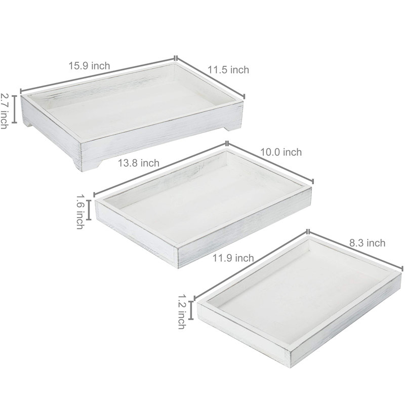 Wood Nesting 3 Piece Serving Tray Set