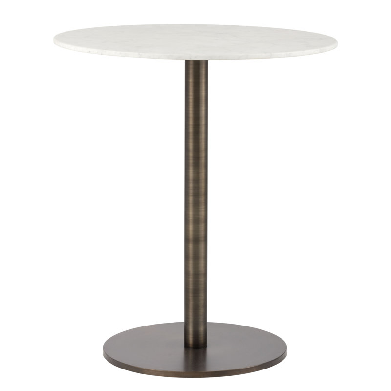 Place Round Marble Top Metal Base Dining Table