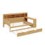 Lit de jour flexible en bois avec tablettes de rangement gigogne et bureau d'étude intégré-114328232-114328233