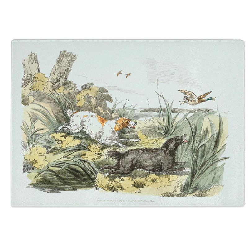 Glass Dogs Chasing Ducks by Henry Alken Chopping Board, 39 cm W x 28.5 cm L