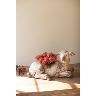  Faux Concrete Sheep Planter – Whimsical Farm Decor – 13"H Decorative Pot
