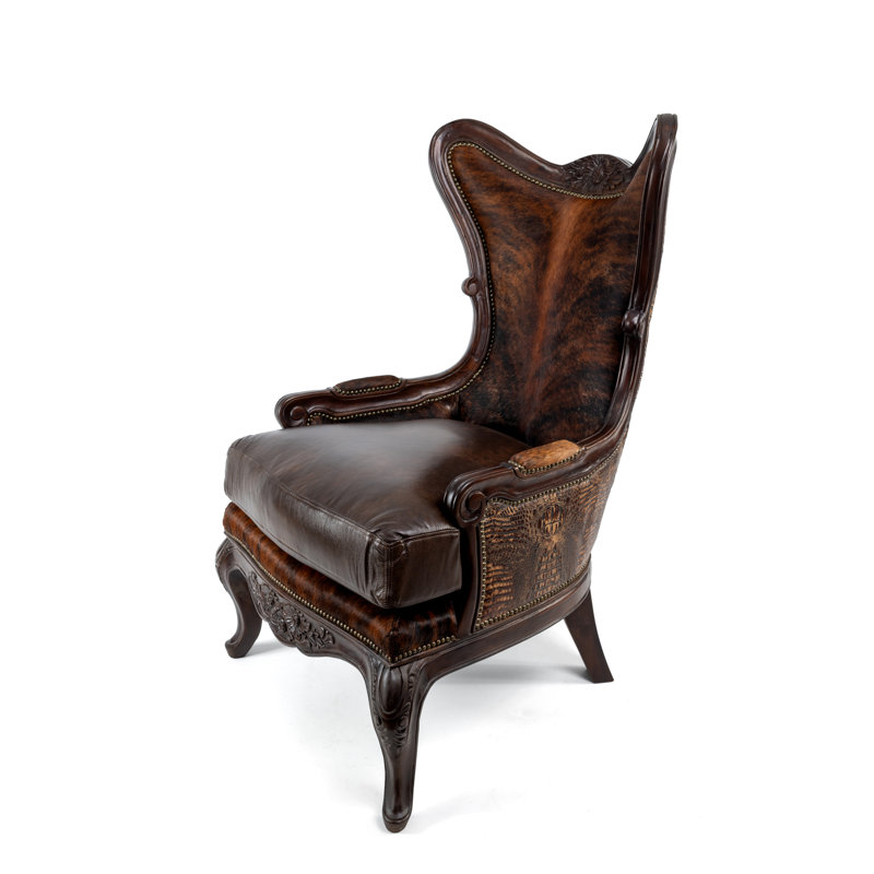 Fauteuil club Goin, Cuir véritable brun foncé / brun pâle