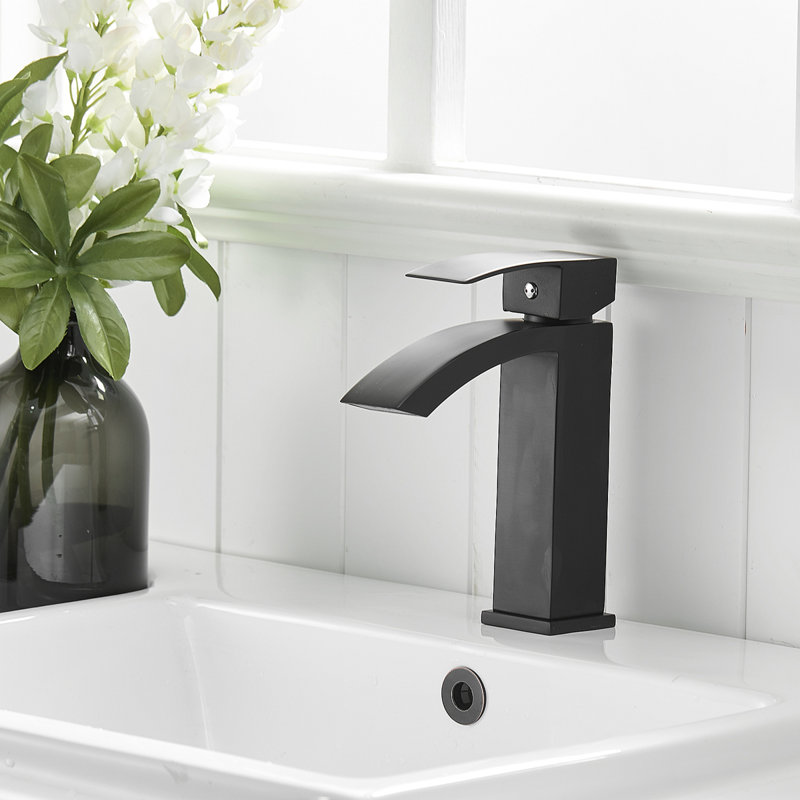 Robinet de salle de bain, robinet brossé pour lavabo de salle de bain, robinet de salle de bain monotrou moderne, Noir