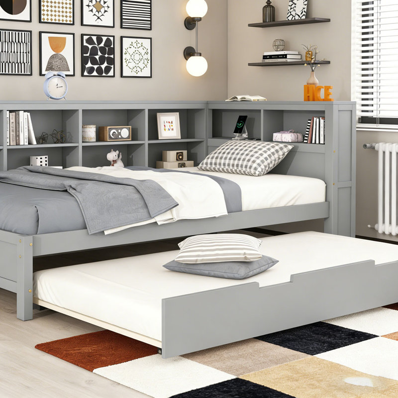 Wooden Twin Size DayBed with Twin Size, Gray
