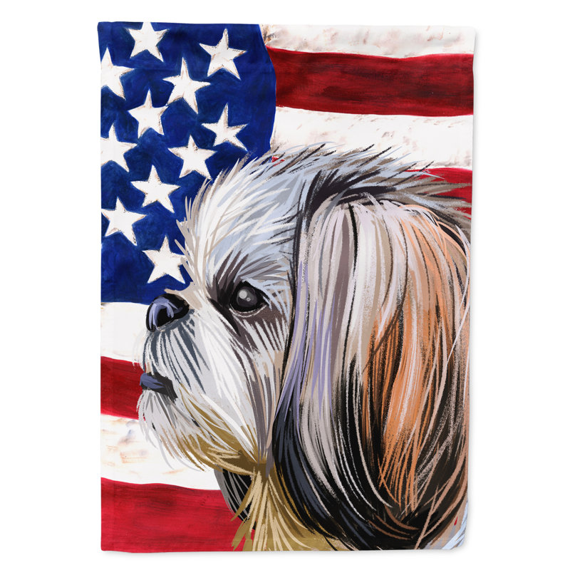 Polyester à 2 côtés 28 x 40 po drapeau maison, Shih Tzu