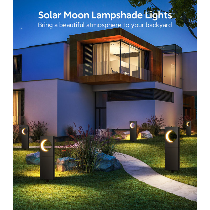 Lampes solaires modernes pour allées extérieures, lampes paysagères en forme de lune - Décoration solaire plus lumineuse et étanche pour cour, jardin, allée, chemin extérieur