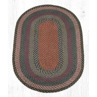  Blue/Gray/Burgundy Hand-Braided Oval Rug – Cozy Living Space Accent