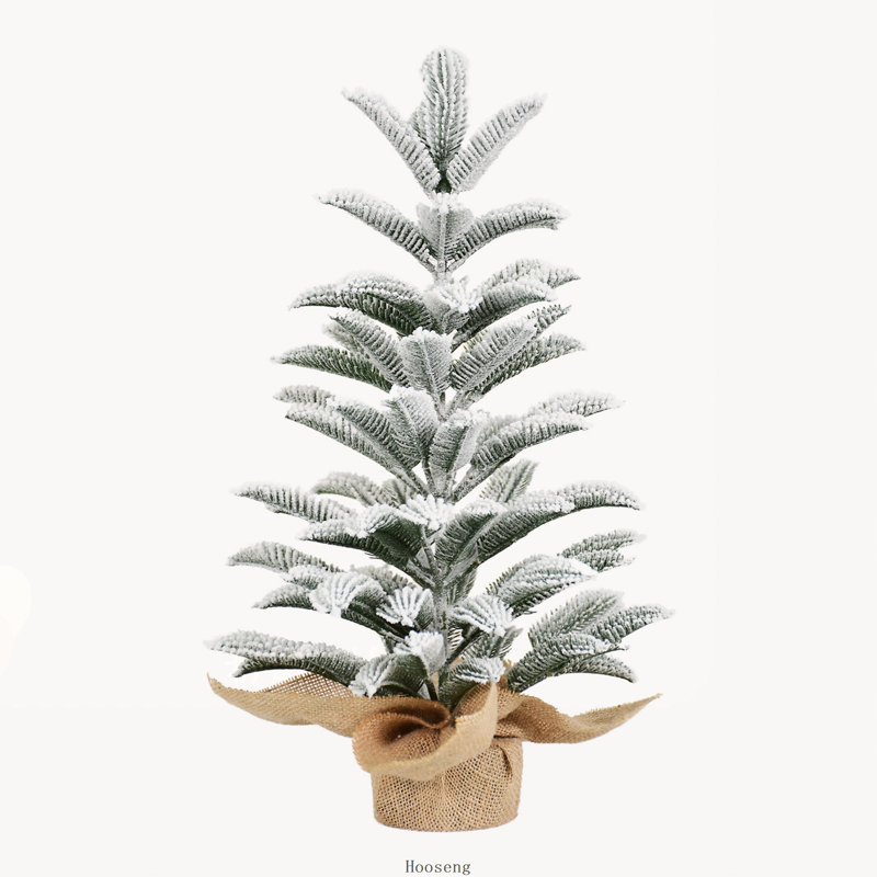 Sapin de Noël de table floqué de 50 cm, mini sapin enneigé entièrement en PE avec 85 branches