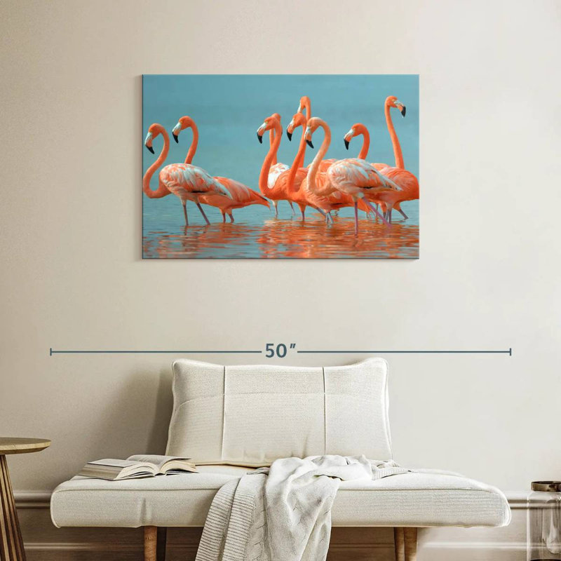 Troupeau de flamants roses, H 24 po x l 36 po