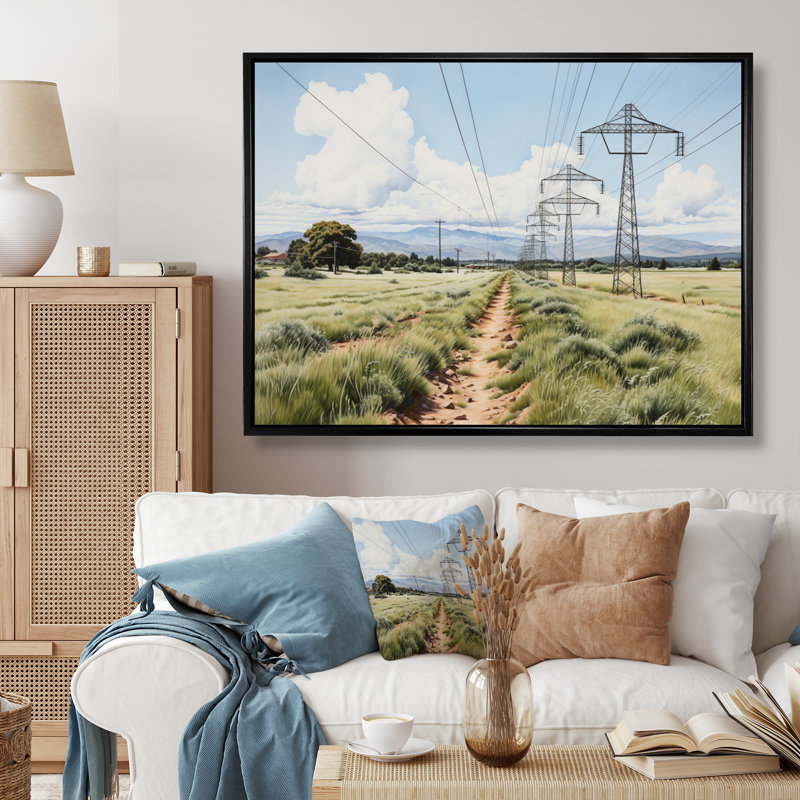 Power Lines Electric Reverie V sur toile, Gold Picture Framed, 12" H x 20" W