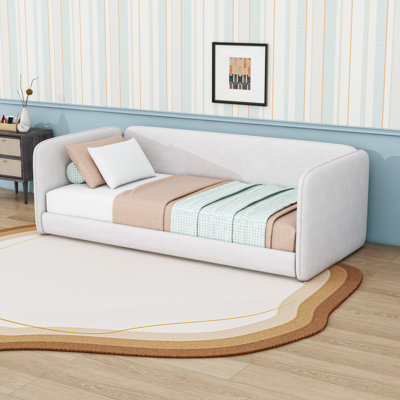 Twin Upholstered Floor Bed with Armrests