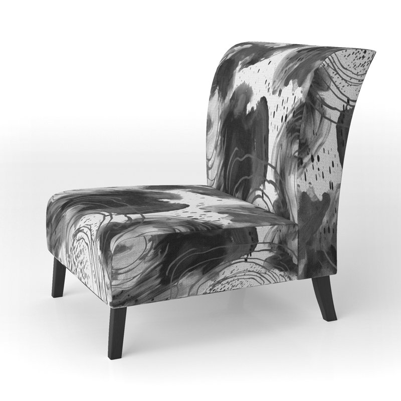 Fauteuil de chambre abstrait l 22 po Kyleena , Noir / Blanc / Gris