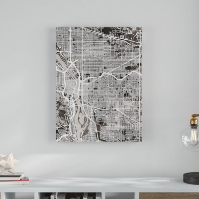 'Portland Oregon Street Map IV' Graphic Art Print on Canvas