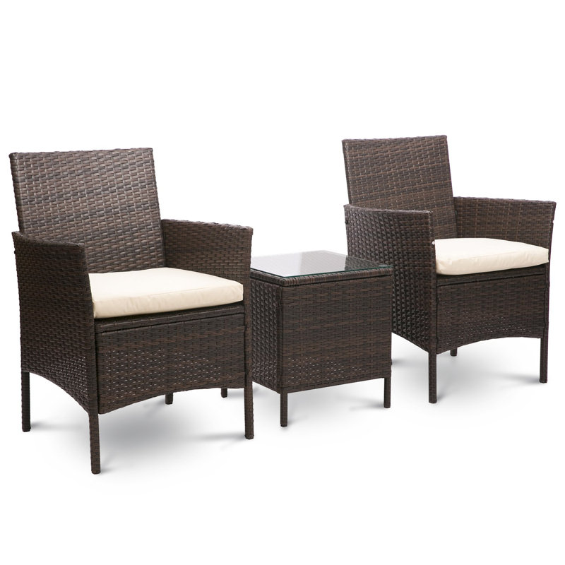 Menifee 2 Seater Rattan Conversation Set, Black