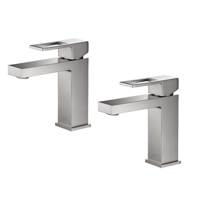 Cube Single-Hole Single-handle Bathroom Faucet, Brush Nickel, No