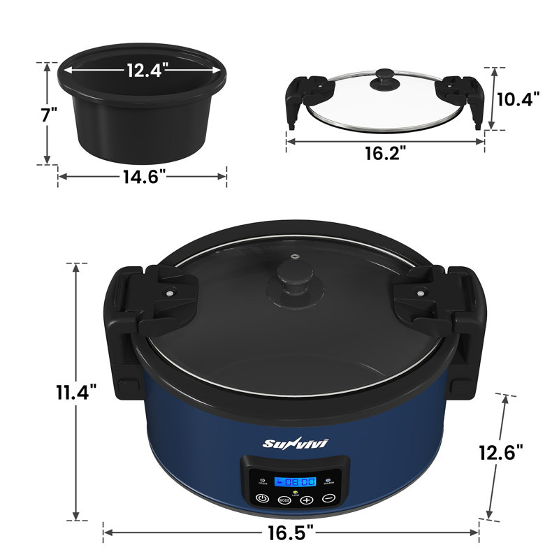8.5 Quart Programmable Slow Cooker With Locking Lid, Blue