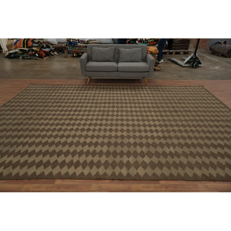 Tapis brun Kilim 10 x 13 pour espaces modernes