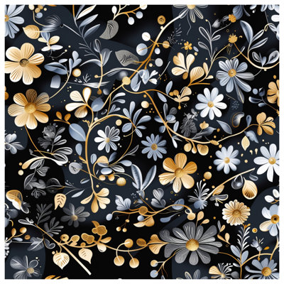 Gold Silver Floral Pattern Blankets