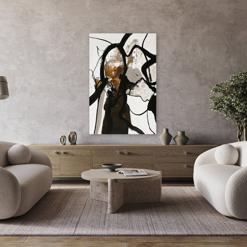 Limitless - ensembles abstraits d'art noir et blanc, H 48 po x l 32 po